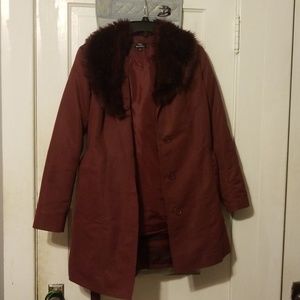 Maroon Dennis by Dennis Basso Winter Coat